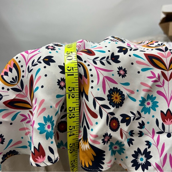 Boden Tessa Asymmetrical 12L Midi Dress Ivory Carnival Floral - Picture 7 of 10